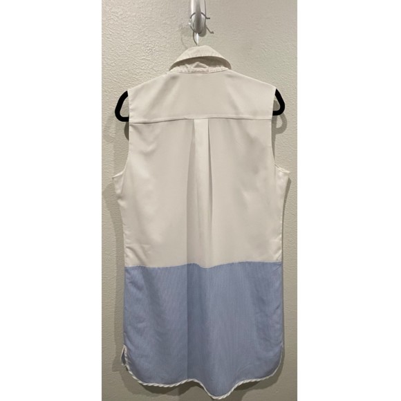 ALTUZARRA Crepe Shirt Sleeveless Blue Antique White Mini Dress - Picture 5 of 6